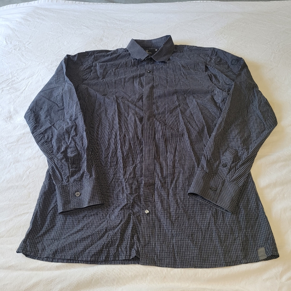 G-Star Men's 2XL Black Check Plaid Dress Shirt Long Sleeve